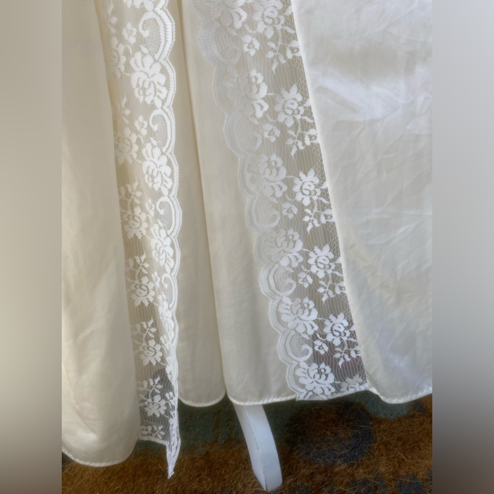 vtg maidenform negligée lace set nightgown robe silky union made usa ivory sz. s - Picture 7 of 16